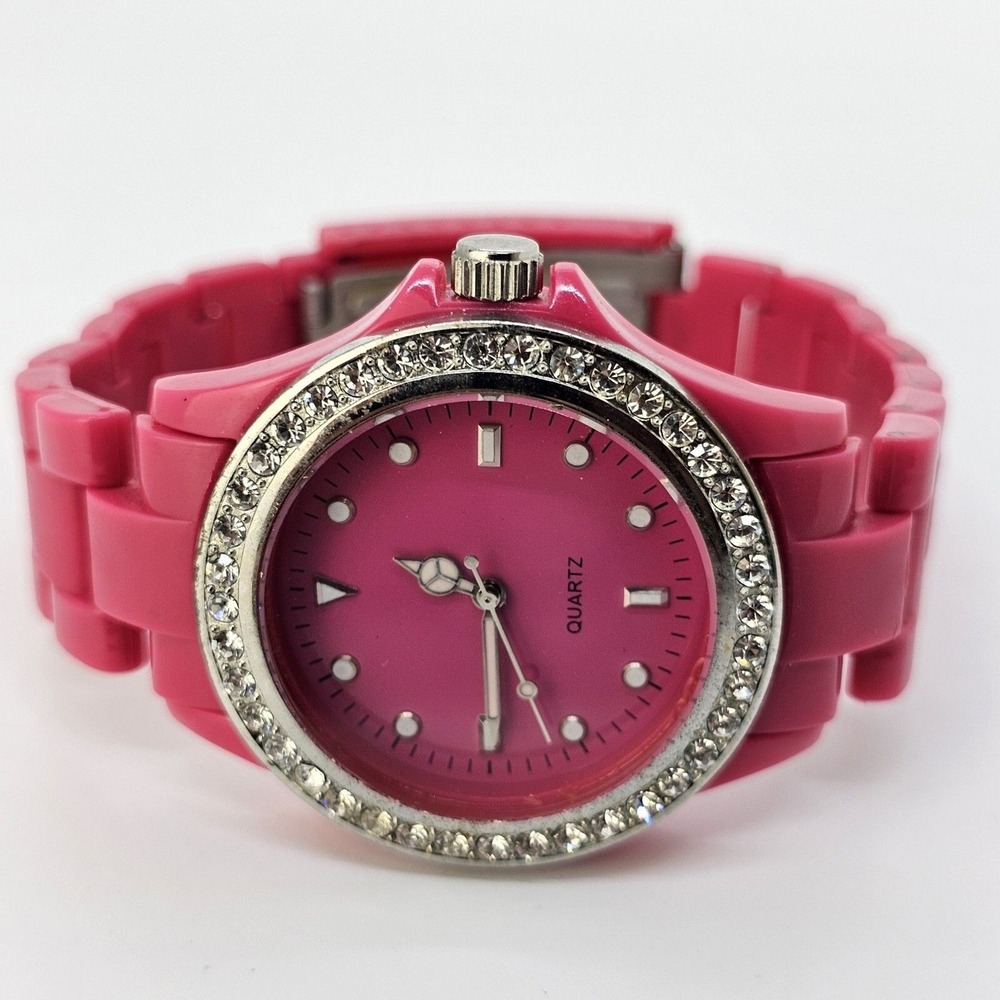 Consort Women's Watch 39MM Pink Dial Pink Plastic Band 7.25" New Battery‎